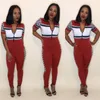 Kvinnors jumpsuits rompers Europe Us Fashion Lady Sexig Casual Plaid Printing Red White Stitching Color One Piece Zipper V Neck