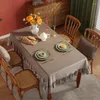 Bordduk vintage fast färg holländsk sammet ruffle kant täcker agariskt kaffe modern rektangel bröllop dekoration bordduk