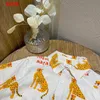 1-5y Summer Cartoon Kids Clothes Boy Cotton and linen Thin Short-sleeved shirt with Shorts Two-piece set Baby Girl Casual Wear