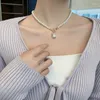 Anhänger Halsketten Minar Dainty Simulierte Perlenkette Choker Halskette Für Frauen Dame Glänzend Rechteckig CZ Zirkon Party Schmuck