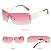 Lunettes de soleil Vintage Y2k One Piece sans monture pour femmes et hommes, styliste de mode tendance creux Punk Hip Hop