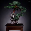 Fiori decorativi Pianta simulata Bonsai Pino artificiale Decorazione da tavolo Piante finte in vaso verde per interni Decorazioni per la casa