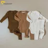 Kläder set ma baby 018m vår höst född spädbarn baby flickor pojkar klädset stickade mjuka romper pants kläder 230331