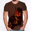 Camisa de camisetas masculinas para homens 3D Impressa Horror Skull Halloween T-shirt Adolescentes