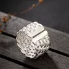 Original Wide Hand Knitted 925 Sterling Silver Ring Vintage Personalized Open Index Finger Men's and Women's Design Jewelry