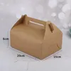 Gift Wrap 10pcs Red Cake Food Kraft Paper Box Packaging Muffin Cupcake Dessert Baking Boxes With Handle Christmas Wedding Party