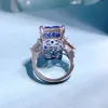 Cenne 15CT Sapphire Diamond Pierścień 100% Real 925 Srebrny Party Wedding Pierścienie dla kobiet Za zaręczyny Biżuteria