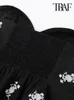 Kvinnors tankar Camis Traf Women Fashion Floral broderad beskuren Poplin Bustier Tops Vintage Strapless Side Zipper Female Mujer 230331