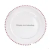 Plats Assiettes 32Cm Ronde Perle Plaqué Verre Transparent Western Food Rembourrage Plaque Table Décoration Cuisine Outils Gga32051 Dh9Oe