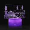 Nattljus 3D LED Night Light Lamp 16 Färger med avlägset sovrum Bedside Nightlight Ramadan Decoration Gift Islamic Citadel USB Table Lamp P230331