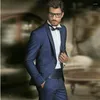 Mäns kostymer Italien Navy Blue Groom Tuxedo Slim Fit Men Wedding Suit For Blazer Black Shawl Lapel Custom Made Terno Masculino 2Piece