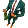 Green Wedding Men Suits 2023 Two Piece Groom Tuxedos Notched Lapel Trim Fit Men Party Suit Custom Made Groomsmen Suits Jacket Pan222t