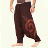 Calça masculina de cintura elástica casual masculina Hippie yoga harém Homem homem folggy hippie boho cigano aladdin hippie boho calça w0325