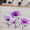 Wall Stickers Romantic Purple Flower Wallpaper Living Room Bedroom Family Background Butterfly Wall Decoration Self adhesive Decorative Sticker 230331