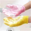 Bath Brushes Sponges Scrubbers Peeling Glove Scrubber Five Fingers Exfoliating Tan Removal Mitts Soft Fiber Mas Cleaner By Sea Rr Dhjbt