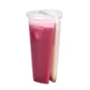 Engångskoppar med lock Milk Tea Juice Cups for Lover Par DH9