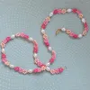 Collier ras du cou bohémien délicat, fleur de marguerite, perles de verre rose mélangées, vraies perles, bijoux faits à la main pour femmes