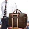 Porte-documents hommes d'affaires porte-documents en cuir véritable sacs pour ordinateur portable 15.6 grand sac fourre-tout hommes Messenger Document