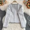 Women's Jackets Autumn Winter Luxury Small Fragrance Tweed Jacket Coat Women Streetwear Plaid Woolen Short Crop Top Female Vintage Outwear