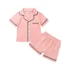 Pigiama 2 pezzi/set da bambino in pigiama set di lino in cotone estate per bambini abbigliamento per bambini ragazzi e ragazze condizionatore ad aria manica corta set 230331