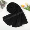 Mousseline de soie unie Musim femmes Hijab froissé longue écharpe islamique châle bandeau Turban bandeau foulards Femme étoles 175*55cm