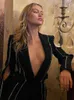 Женские брюки с двумя частями Женщины Balck Blazer Двух частей сексуальный V Seck Hollow Out Diamond Flare Suit Flare Club Club Вечерняя одежда вечеринка вечернее