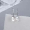 Orecchini a bottone da donna in argento sterling 925 a forma di goccia zircone perla d'acqua dolce clip per orecchie gioielli di moda regali d'amore per le coppie
