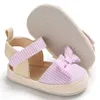 Sandales Top qualité toile bébé filles sandales enfants noir bleu rose rayé bébé filles chaussures enfant en bas âge mignon noeud papillon chaussures souples bébé sandales Z0331