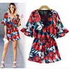 Women's Jumpsuits Wmwmnu Shorts Rompers Printing Flower Women Summer Sexy Deep V Neck Plus Size 5XL Tie Waist Casual Jumpsuit Ls191a