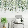 Väggklistermärken akvarell grön växt vinrankor väggdekal grön blad väggdekal för vardagsrum sovrum dekoration avtagbar dekal 230331