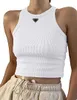 Prd Vest Summer Women T Shirts Crop Top Sexig Designer Triangle Tank Top Brand Sport Shoulder Black White Tank Casual ärmlös Backless Praddas Shirt 805