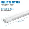 US Stock 4FT LED Lampadine Tubo Luci 1.2Meter Tubi LED 22W T8 Luce fluorescente 6500K Bianco freddo Commercio all'ingrosso della fabbrica