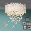 Ceiling Lights Bedroom Warm Romantic Originality Butterfly White Crystal Restaurant Lamp Girl Princess Wedding Room Flower Lamps