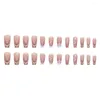False Nails 24pcs Pink Love Heart Tips Ballerina French Coffin Fake Manicure Full Cover Set Press On