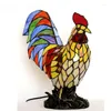 Table Lamps FUMAT Stained Glass Lamp Creative Rooster Cock Home Docor For Living Room Office Light Fixtures LED