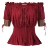 Damen T-Shirt Belle Poque Vintage Bluse Retro Steampunk Top Viktorianisch Halbarm Schulterfrei Shirts Koreanische Süße Lockere Kleidung 230331