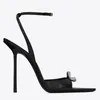샌들 입술 열린 발가락 스틸레토 여성 여름 검은 버클 슬링 백 하이힐 패션 섹시 신발을위한 섹시 신발 230330