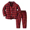 Pijama Cogarer Autumn Winter Kids 'Pijamas Conjunto Kids' Pijamas Boys 'Girls' Plaid Toppants 2pc Pijamas Kids 'Pijamas 230331