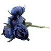 Flores decorativas 6pcs/lot simulação de seda de pano de seda Bouquet Holding (Royal Blue Purple Heart) Diâmetro de flor única