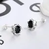 Stud Earrings YIXIYOYI 925 Sterling Silver Black Gem Six Angle Star Ear Earring Retro Vintage Thai Woman Punk Jewelry