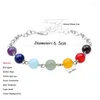 Pendanthalsband 7 Chakra Gem Stone Pärlor Halsband Armband Set för kvinnor Yoga Healing Balancing Choker Bijoux Femme Jewelry