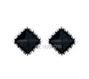 Orecchini a bottone YIXIYOYI 925 Sterling Silver Retro Black Gen Square Ear Earring Vintage Thai per donna Charm Punk Jewelry