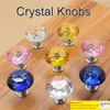 30mm Diamond Crystal Door Knobs Glass Drawer Knobs Kitchen Cabinet Furniture Handle Knob Screw Handles and Pulls Home Hardware