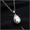 Pendentif Colliers Zircon Cubique Teardrop Collier Goutte D'eau Classique Pour Les Femmes Sier Chaîne En Or Designer Bijoux Necklacez Dhgarden Dhks9