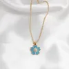 Pendant Necklaces Fashion Cherry Flower Necklace For Women Romantic Red Blue White Black Pink Blossom Collar Party Jewelry