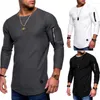 Camisetas masculinas Moda Casual Arm Zipper Design Tees Top Autumn Solid Man's Camise