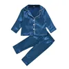 Pyjamas Children's Pyjamas Set Children's Girls 'Casual Clothing Children's Silk Satin Långärmning Pyjamas Set Casual Clothing 230331