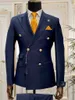 Abiti da uomo Blazer Azzurro Rosso Verde Doppio petto Slim Fit Set da uomo Abito da sera da sposa Business Party Prom Giacca da uomo Set 230330