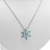 Pendentif Colliers Délicat Zircon Bleu Blanc Noël Flocon De Neige Mignon Neige Long Chandail Chaîne Collier Pour Femmes Filles Collier