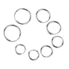 Stud Earrings 4 Pairs Silver Color Endless Round Hoop Sleeper 8 10 12 14mm